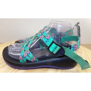 Chaco‎ ZX1 EcoTread Sandals Youth Kids Size 4 Green Orange Purple Outdoor Hiking
